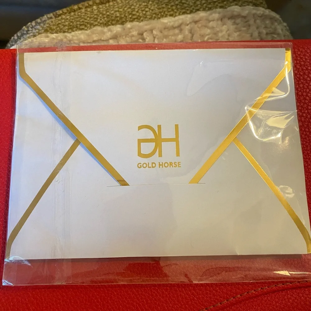GH GOLD HORSE Slim Magnetic Money Clip Genuine Leather Business Card Holder BNWT